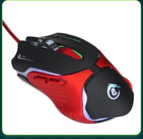 red and black computer mouse